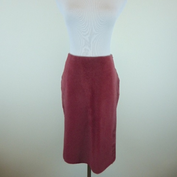 MARIA DI RIPABIANCA  red LAMB Hair calf LEATHER Skirt 12 i46 made in Italy - Picture 1 of 7